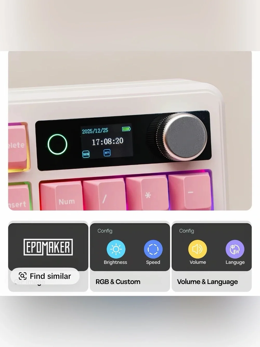 Epomaker TH99 Pro Pink Mechanical Keyboard Sea Salt Silent Switches RGB Knob